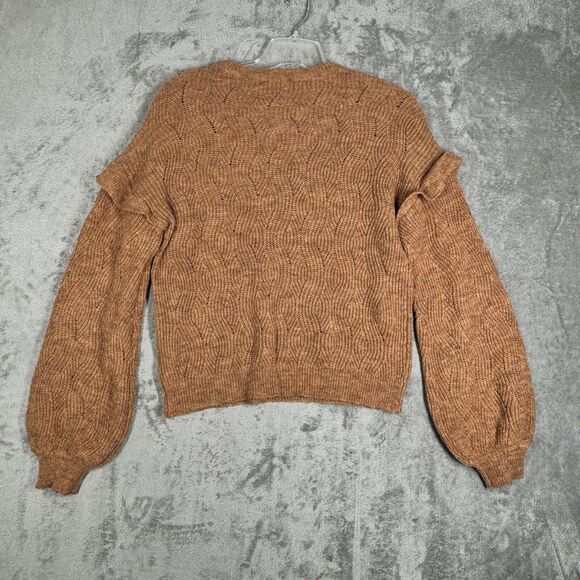 Belle by Belldini Sweater Womens Large Brown Chunky Knit Boho Neutral Minimalist - Picture 4 of 10